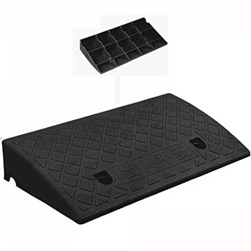 DIBAKO Kunststoff Bordsteinrampe Türschwellenrampe 9 cm -15 cm Hoch Schwellenrampe Leicht Auffahrrampe Rollstuhlrampe Für Auto Auffahrt Motorrad - rutschfeste (Color : B, Size : 49 * 38 * 15cm)
