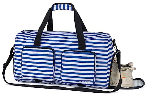 ecosmile Weekender Bag Übernachtungstasche Sport Reise Seesack mit Schuhfach und verstellbarem Schultergurt für Männer Frauen Wasserabweisend Persönliche Artikeltasche, Blau