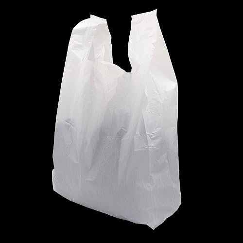Sunrise Packaging 200 x Extra Large White Vest Carrier Bags 13 x 19 x 23- Reusable - HEAVY DUTY - Convenient and Jumbo Bags - Groceries Shopping, Supermarkets, Gifts, Cash and Carry