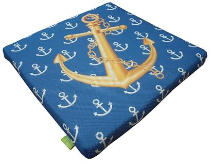 Sitzen BLEIBER Sitzkissen Outdoor wetterfest maritim 40x40 cm blau weiß mit Anker