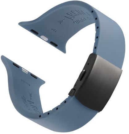 Archer Watch Straps - Correas de Reloj de Silicona Ajuste Personalizado para Apple Watch (Azul Acero, Broche Gris, 40/41/42mm)