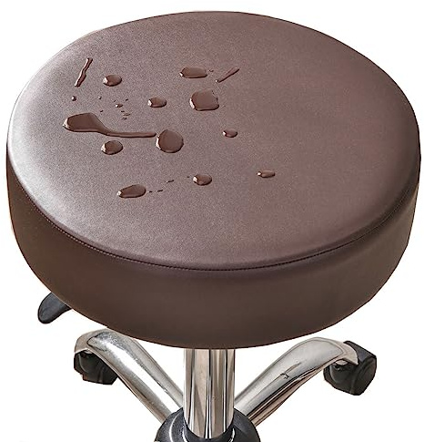Stretch Stool Covers Round 2/4/6 Pack Waterproof PU Leather Bar Stool Slipcovers Round Bar Stool Seat Cover With Elastic Bands Durable Round Chair Cover For 12-15 Inch Round Chair ( Color : Coffee , S