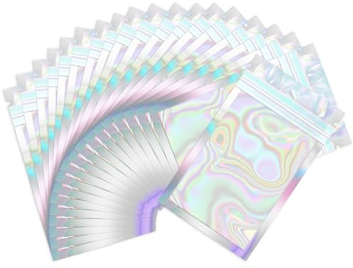 Baggies Baggys Mylar Bags, 100 Stück Folienbeutel Aluminiumfolie, Mylar-Beutel Reißverschluss Tasche mit 100 Stück Etiketten 7.5x12cm