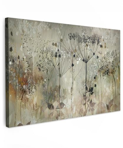 MuchoWow© Leinwände 90x60 cm Wall Decoration Bilder Schlafzimmer Deko Pictures Canvas Painting Wanddekoration Wohnzimmer Blumen - Grau - Natur - Kunst