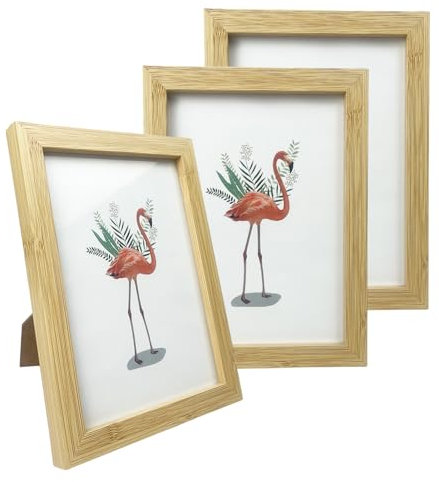 Mafagwre 3er-Set Bilderrahmen, Holz Fotorahmen mit Acrylglas, Photo Frames, Horizontal oder Vertikal für Wandbehänge oder Tischdekoration (Primärfarbe, 10x15 cm)
