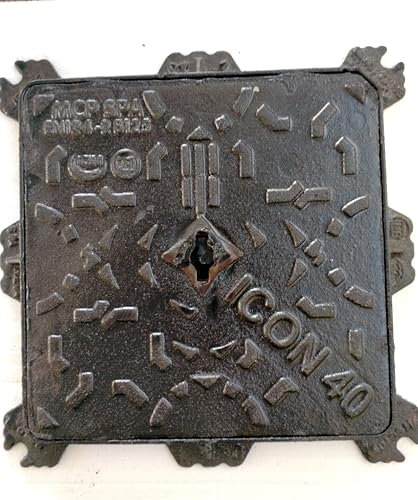 CHIUSINO IN GHISA TOMBINO CON TELAIO COPERCHIO CERTIFICATO (cm 40x40)
