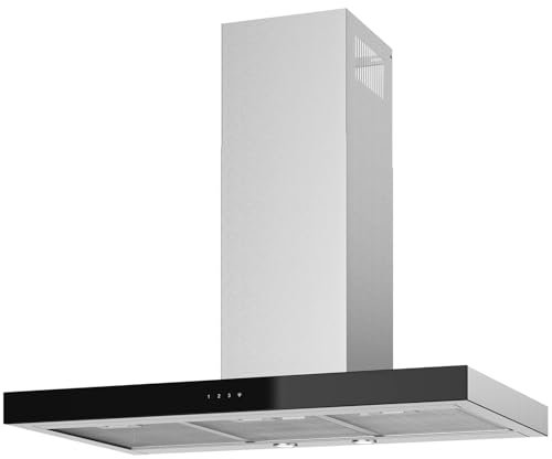 Oranier Wandhaube 90 cm Edelstahl SIRIA90E1 - breite Umluft Dunstabzugshaube mit Glasfront - Abzugshaube mit 3 Leistungsstufen - weiße LED Anzeigen