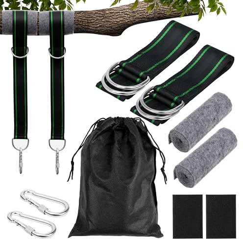 Belle Vous Hammock Tree Swing Straps - Heavy Duty Hammock Straps, Carabiners & Tree Protector Pads - Hammock Straps Hanging Kit - Holds 900kg/354lbs