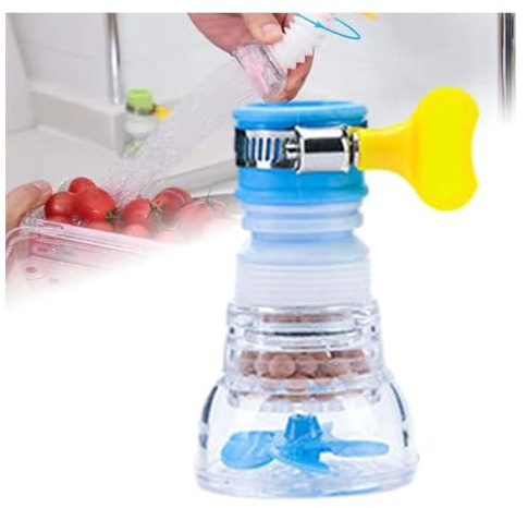 Splash Proof Faucet Booster Filter, 360° Adjustable Water Filter Faucet, Faucet Booster Filter, Stainless Steel Pull Out Faucet Water Filter for Kitchen&Bathroom,Splash Proof Faucet Filter (Blue)