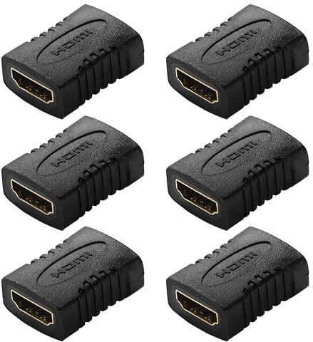 KUOQIY 6 Pièces Coupleur HDMI, Adaptateur HDMI Femelle vers Femelle, Couplage HDMI Adaptateur Connecteur, Compatible avec 4K Ultra HD UHD 3D Full HD 1080p HDR