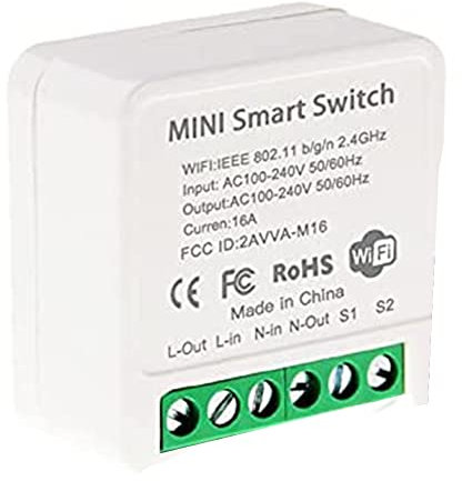 Tsudoku Mini Interruttore Relè Smart WiFi, Modulo Interruttore Luce DIY Applicazione Smart Life/Tuya, Wireless