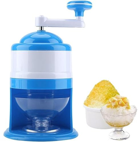 ANGDI Shaved Ice Machine, ABS Manual Ice Shaver, Portable Manual Ice Crusher with Hand Crank, Snow Cone Machine with Measuring Cup & Anti-slip Base for Party, Bars, Restaurants
