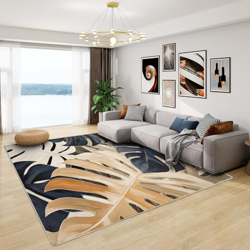 Teppich Monstera Blatt - Teppich Wohnzimmer Schlafzimmer Monstera Blätter, Kleiner Teppich Tropical, Weich Kurzflor & Waschbar & rutschfest Fussmatte Innen, Kinderteppich 50x80 cm