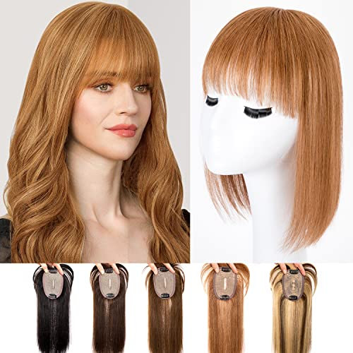Originea Echthaar Topper Für Frauen Clip in Topper Echthaar Extensions 8x10cm Handgefertigt (30cm, 30# Hellbraun)