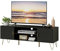 HEYZOEY Wood TV Stand, TV Unit for up to 65 Inch TV, 137cm TV Table with 2 Cabinets and Open Shelves, TV Unit Console Table for Living Room,Bedroom,Black