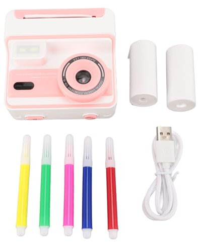 Fotocamera a Stampa Istantanea, Regali di Compleanno di Natale per Ragazze e Ragazzi, HD 1080P 48MP Schermo da 2,4 Pollici Zoom 16X Flash Videocamere Digitali per Bambini (PINK)