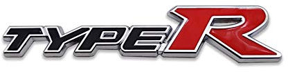 Metall-Auto-Emblem, Typ-R-Logo, 3D-Rennsport-Abzeichen (schwarz und rot)