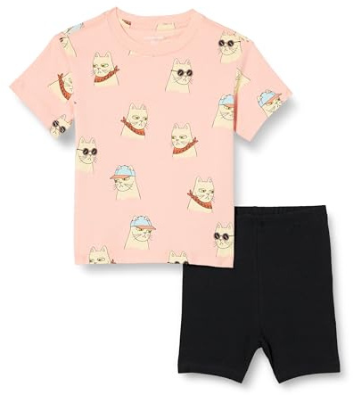 Amazon Essentials Mädchen Relaxed-Fit Sommer-Set aus T-Shirt und Kurzer Fahrradhose