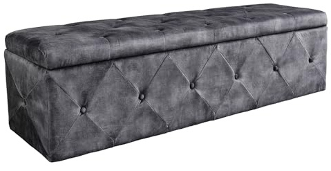 Bettbank EXTRAVAGANCIA - 140cm - antik grau - Samt Stauraum Chesterfield | montiert geliefert, hohe Belastbarkeit, hoher Komfort, pflegeleicht, Ziersteppung, Landhausstil, angenehme Haptik