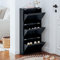 VEEHAUS Schuhregal Schmal Metall Schuhschrank Hoch Schuhkipper mit Magnetische Abdeckung Metall Montiert Schuhschrank Schmal und Wandmontage (Anthrazit, 3 Klappen)