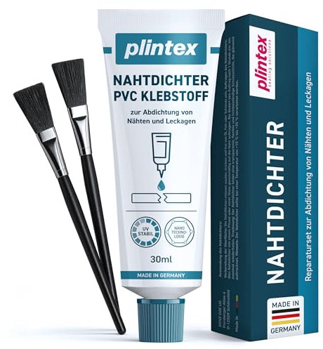 PLINTEX® Nahtdichter 30ml extra stark inkl. 2x Pinsel - Nahtkleber für Zelte, Jacken, Markisen, Sonnensegel & Rucksäcke - Zeltnaht abdichten, Zelt-Kleber, Naht Dichter