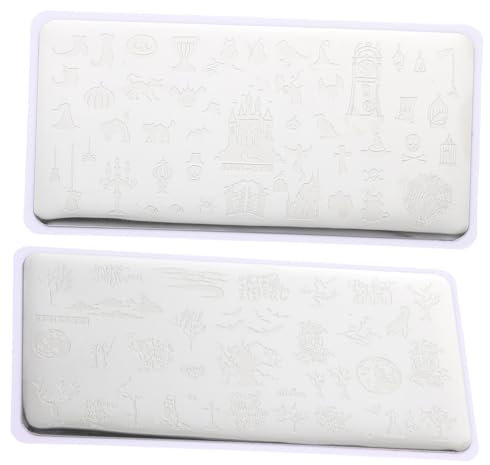FRCOLOR Halloween Nail Art Stamping Plates Variety Pack 2 Sheets Elegant Nail Stamps for Home or Supplies