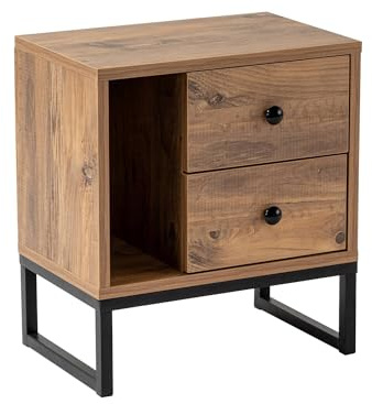 Dmora Nachtkommode Predazzo 45,2x29,5x50 cm Braun, 2 Schubladen