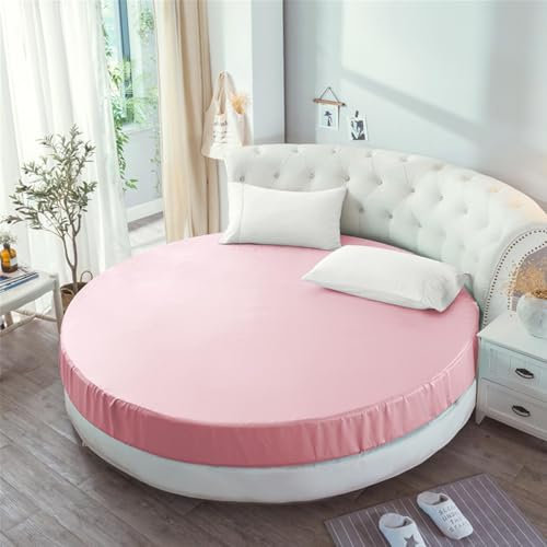 HLTQL Rundes Spannbettlaken 180 Spannbettlaken FüR Boxspringbetten Matratzenbezug Weiche Satin Seide Spannbetttuch Atmungsaktiv Einfarbig(#10,180cm)
