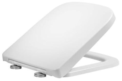 Rectangular Square Toilet Seat Soft Close Quick Release Loo Seat Easy Cleaning, Easy Installation with Adjustable Hinges White (42cm L x 36cm W), Plastic