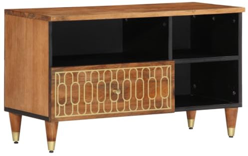 Makastle Meuble TV, Meuble de Salon, Console TV avec Tiroir et Étagères, Banc TV en Bois, Table TV, Support Télé, Meuble Tele, pour Salon Chambre et Bureau, 80x33x46 cm