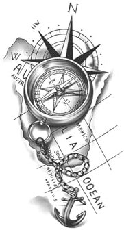 Tatouage Temporaire Boussole Et Ancre, Dure Jusqu'à 15 Jours, Autocollant Semi-permanent Imperméable Magique De Nouvelle Technologie.(1pcs)