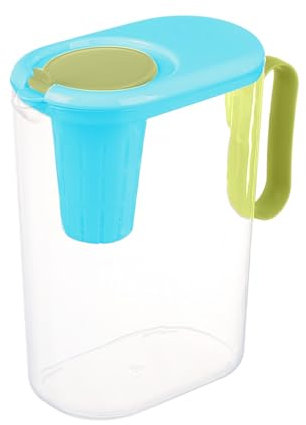 2L Water Pitcher, Clear Water Jugs, 7.87x5.91x3.94in, Large Drink Container with Handle and Spout, Modern Design, Ideal for Iced Tea, Kitchen, Home Use, White/Blue