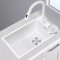 HUIBBGO Fregadero de Cocina Blanco, Fregadero de Acero Inoxidable, Fregadero de Barra, Fregadero para Caravana, Fregadero pequeño Tipo Estudio, Grifo Blanco con arandela y Accesorios.