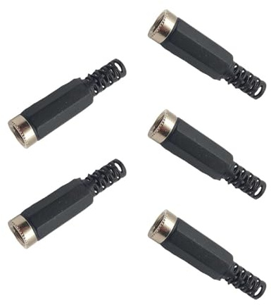 Xanorrg Pack Of 5Pcs DC5.5x2.5mm Female Power Socket DC5525 Assembled Coupler Assembled Type Plugs For Repairment Black Power Plug