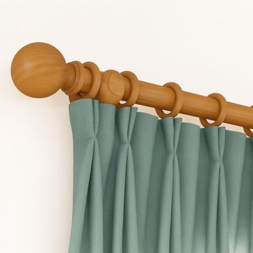 FAHD Traders Beechwood Wooden Curtain Pole | Fixed-Length Beech Wood Rod with Rings, Brackets & Finials | Ideal for Eyelet Curtains | Four Size Options (120–300 cm) (150 cm Fixed Length)