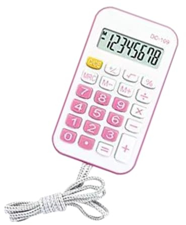 Fockety Taschenrechner, Klein, Tragbar, Langlebig, für Schüler mit Seil, Schulbürobedarf (PINK)