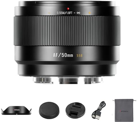 Objectif 7Artisans AF50mm F1.8 APS-C Frame Lite à Grande Ouverture F1.8 Compatible avec la Reconnaissance faciale et oculaire Compatible avec Les appareils Photo Sony A6000/A5000/A3000/Nex Series