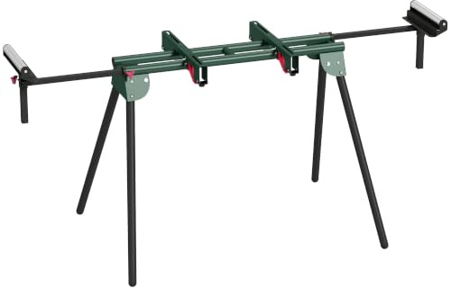 HOMCOM Soporte Sierra Ingletadora Universal Rodillos Extensibles 94-19 cm | Banco de Trabajo Plegable, Altura y Ancho Ajustable, Estructura Metálica Reforzada, Sistema Fijación, Carga 150 kg