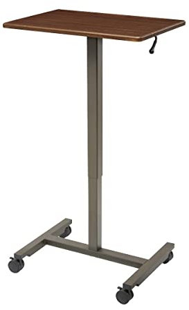 Seville Classics Airlift 62 cm pneumatisch höhenverstellbarer mobiler Steh-Sitz-Tisch (74,4 bis 110,4 cm H), Ahorn