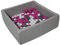 Velinda Piscine à balles pour Enfant, Dimensions: 90x90 cm, Aire de Jeu + 150 balles (Blanc, Rose, Gris)
