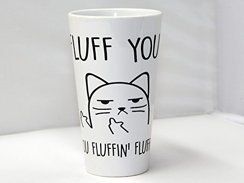 Fluff You, You Fluffin' Fluff - Rude Cat - Funny Ceramic Tall Latte Mug