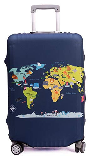 Maddy's Home Elastische Kofferhülle, Kofferhülle, Kofferhülle, Luggage Cover mit Reißverschluss für 53-32 cm (23-32 Zoll), Map, L (Fit 26-28 Suitcase), Modern