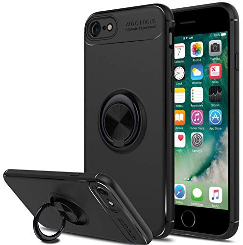 SORAKA Case for iPhone 6 Plus with Ring Holder Soft TPU Slim Fit Case iPhone 6S Plus Case with Metal Plate for Magnetic Car Phone Holder Black