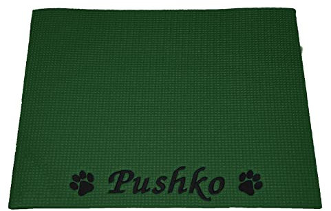 Personalised Placemat/Place Mat for Dog, Cat or Pet - Food/Bowl/Feeding Mat - Deep Green