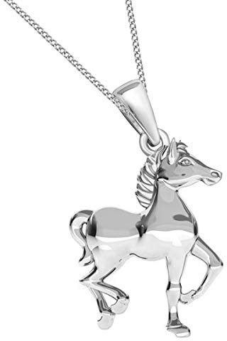 Goldene Hufeisen Pferd Anhänger mit Kette 925 Echt Silber Mädchen Jungen Pferde Set (38)
