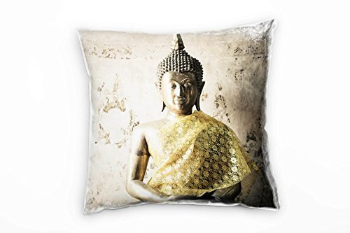 Paul Sinus Art Urban, braun, Gold, Buddha, Thailand Deko Kissen 40x40cm für Couch Sofa Lounge Zierkissen - Dekoration zum Wohlfühlen