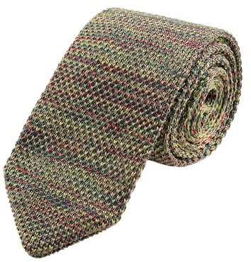 WANYING Herren 7cm Schmale Strickkrawatte Gestrickte Narrow Krawatte Retro Sporty Casual Büro Basic für Gentleman - Gemischt Gelb
