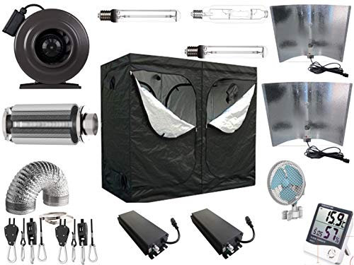 Nito GmbH Growbox Komplettset 200x100x200 cm AKF 935m³/h Pro elektronisches VSG dimmbar NDL (2 x 660 W + DLX Wing und Lüfter)