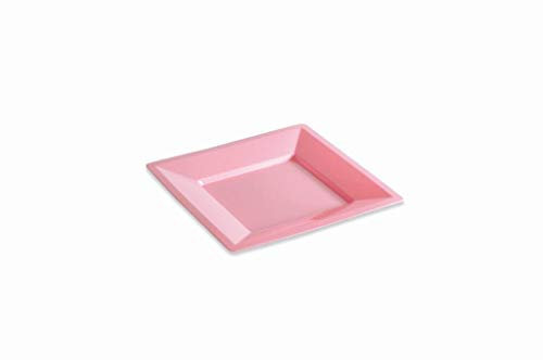 12 Assiettes carrées 18 cm Rose Pastel réutilisables