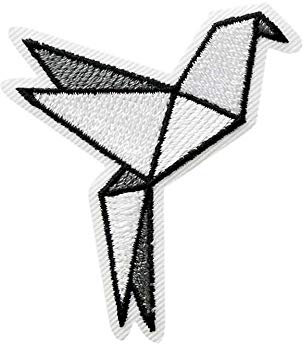 Mono-Quick Bügelbild Aufnäher Patch Applikation zum Aufbügeln Origami Vogel 4,5 cm x 5,0 cm